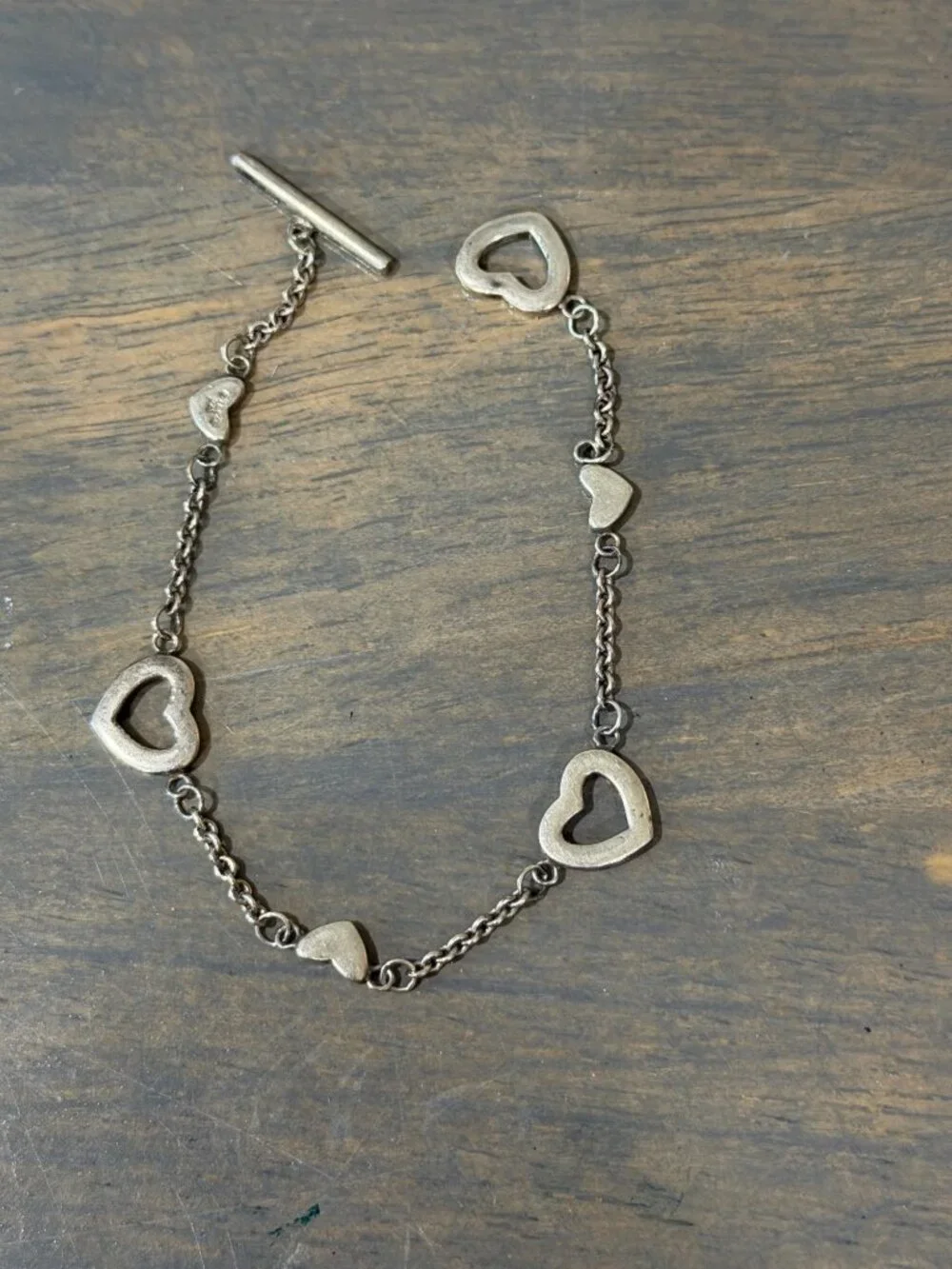 Tiffany Co Heart Link Silver Bracelet Designed by Elsa Paretti Stamped 925 and T